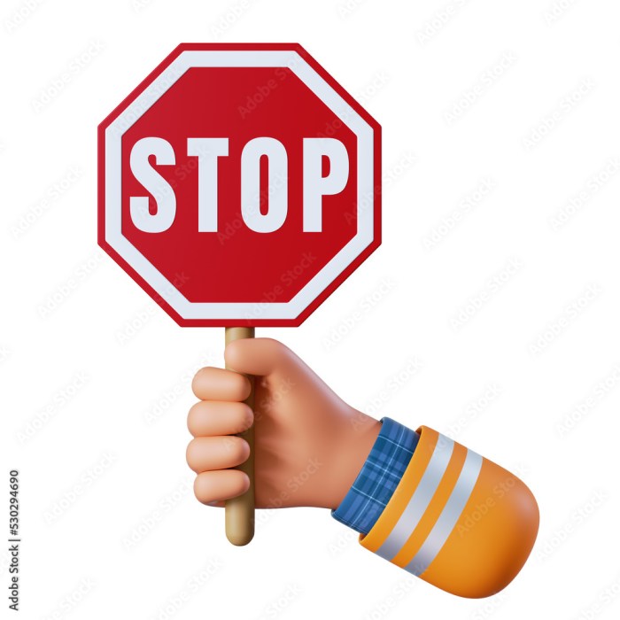 3d render, cartoon human hand holds stop sign. Warning icon. Safety ... How to stop being passive