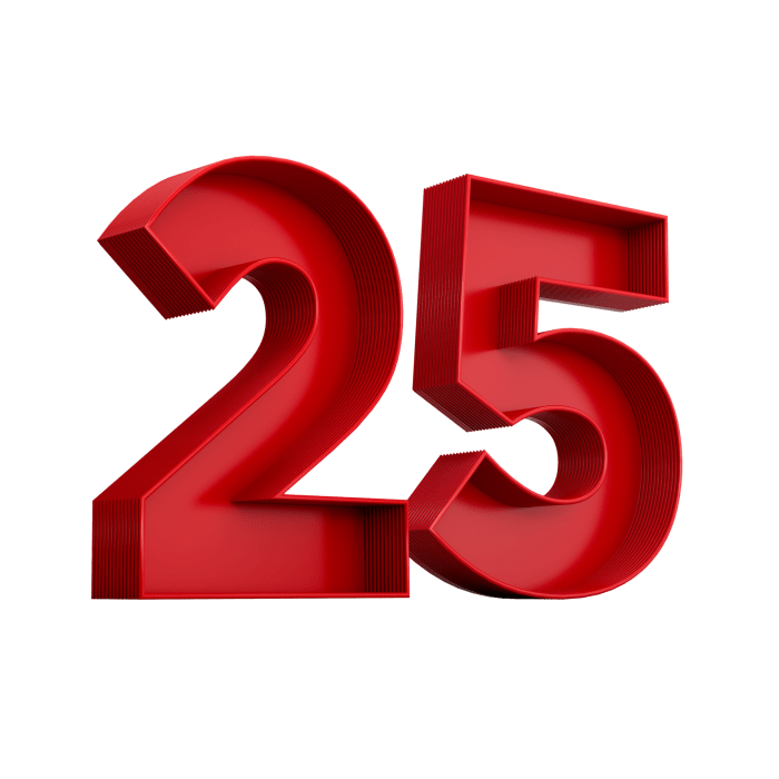 3d illustration of red number 25 or Twenty Five inner shadow 22892275 PNG 25 things only third culture kids would understand
