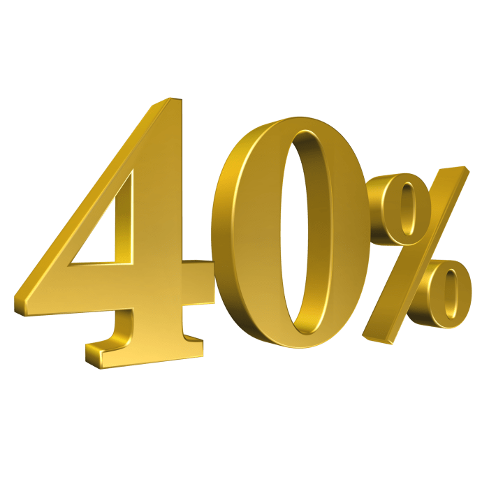 40 Percent Gold Number Forty 3D Rendering 8506417 PNG At 40 this women was overweight and broke but pursing fitness goal has made her millions