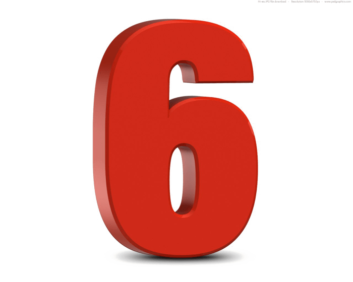 Premium PSD | Number 6 3d plastic render 6 ways to just get things done already