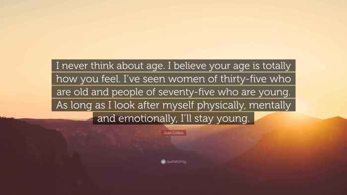 Joan Collins Quote: “I never think about age. I believe your age is ... Could your thoughts make you age