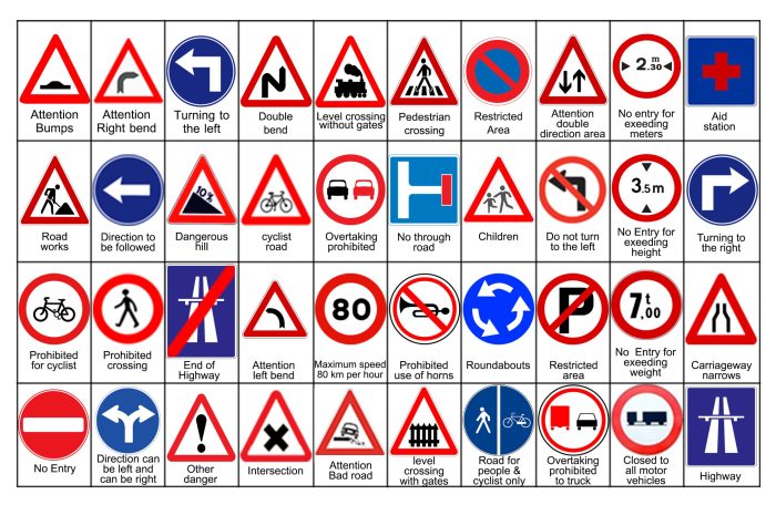 Traffic Sign Collection, Warning Road Signs Stock Vector - Illustration ...