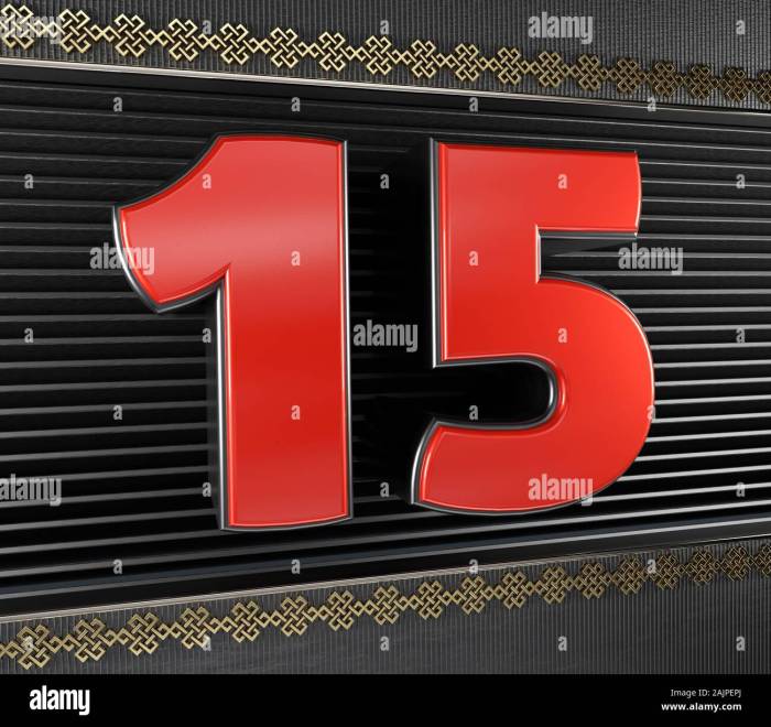 Red number 15 (number fifteen) with golden symbols endless knot. 3D ... 15 things genuine people dont