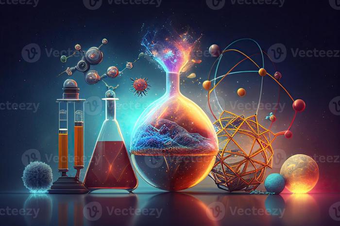 Science background illustration, scientific design. Flasks, glass and ... The science behind spicy food boosting longevity
